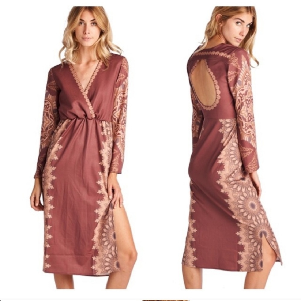 Paper Racine Brown Side Slit Long Sleeve Sz. L